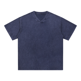 Snow Washed V-Neck Cotton T-Shirt