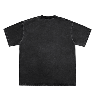 Snow Washed Raw-Edge Neckline T-Shirt