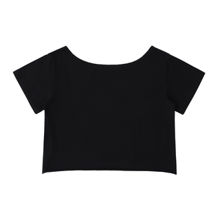 Off-Shoulder Rolled Hem Cotton T-Shirt