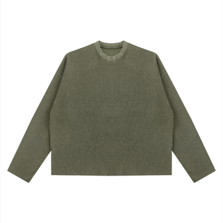Unisex Vintage Wash Boxy  Waffle Raw Edge T-Shirt
