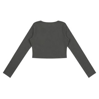 Women's Ruched Long Sleeve Crop T-Shirt