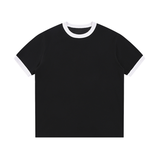 Contrast Edge Ribbed Crewneck T-Shirt