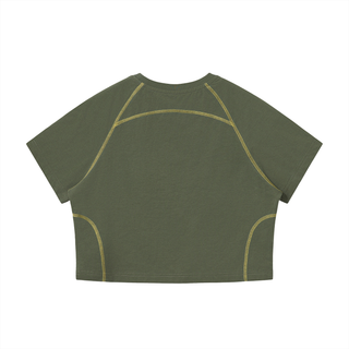 Women's Contrast Stitch Raglan Crop T-Shirt