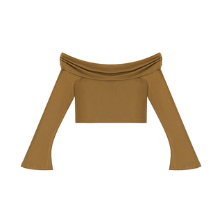 Women's Off-the-Shoulder Bell Sleeve Crop T-Shirt