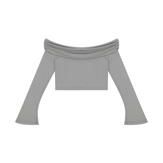 Women's Off-the-Shoulder Bell Sleeve Crop T-Shirt