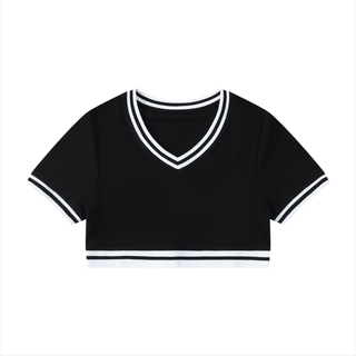 Women's Color Block V-Neck Crop T-Shirt