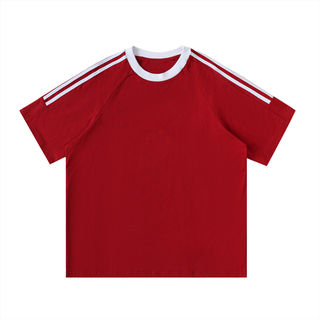 Contrast Tape Crewneck Cotton T-Shirt