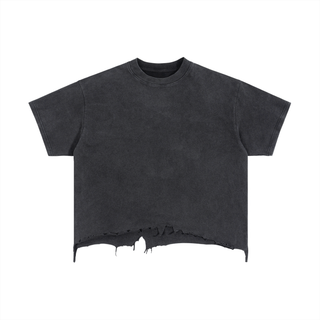 Vintage Wash Boxy Distressed Hem T-Shirt