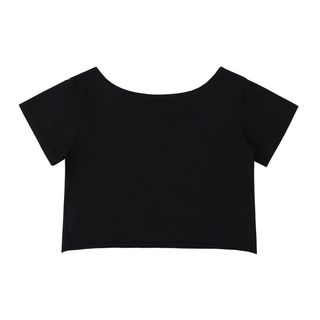 Off-Shoulder Rolled Hem Cotton T-Shirt
