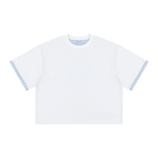 Unisex Boxy Plaid-Lined Double-Face T-Shirt