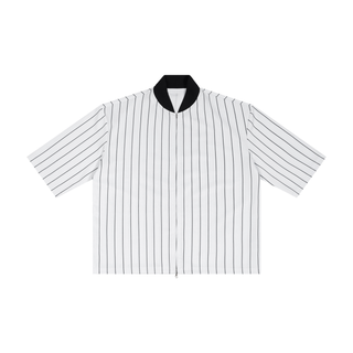 Unisex Striped Full-Zip Baseball Jersey