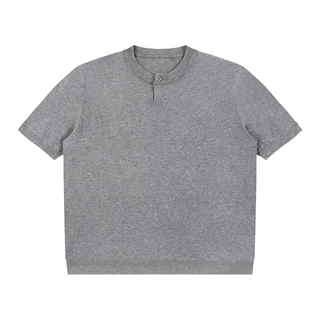 Cotton Knit Short Sleeve Henley T-Shirt