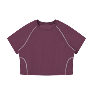 Women's Contrast Stitch Raglan Crop T-Shirt