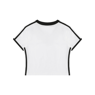 Women's Retro Binding V-Neck Crop T-Shirt