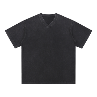 Snow Washed V-Neck Cotton T-Shirt