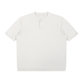 Cotton Knit Short Sleeve Henley T-Shirt