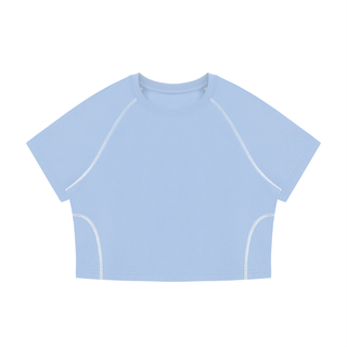 Women's Contrast Stitch Raglan Crop T-Shirt