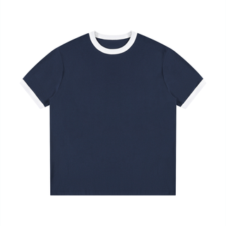 Contrast Edge Ribbed Crewneck T-Shirt