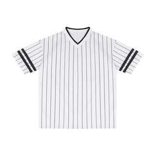 Unisex Striped Loose V-Neck T-Shirt