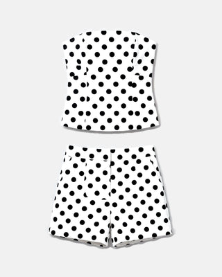 Polka Dot Strapless Bandeau & Shorts Set