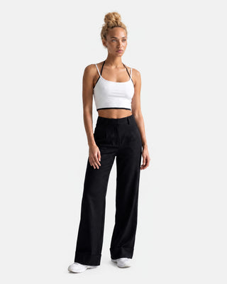 Contrast Binding Halter Tank Top