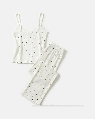 The Heart Print Lace Cami Set