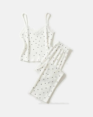 The Heart Print Lace Cami Set