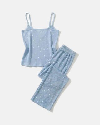 The Heart Print Lace Cami Set