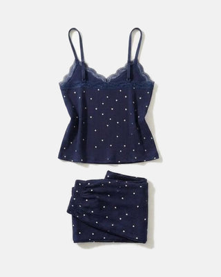 The Heart Print Lace Cami Set