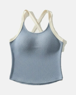 Ruched Racerback Tank with Built-In Bra