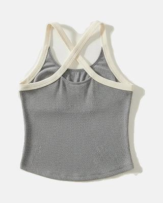 Ruched Racerback Tank with Built-In Bra