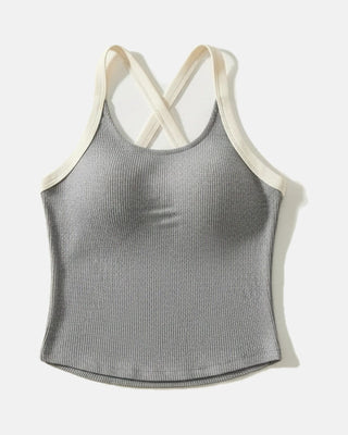 Ruched Racerback Tank with Built-In Bra