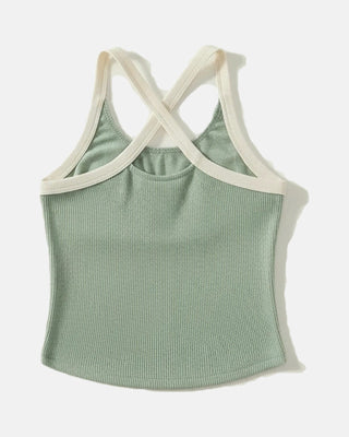 Ruched Racerback Tank with Built-In Bra
