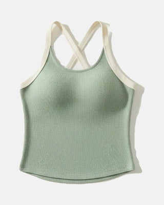 Ruched Racerback Tank with Built-In Bra