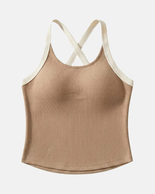 Ruched Racerback Tank with Built-In Bra