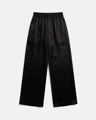 Draped Satin Wide-Leg Pants
