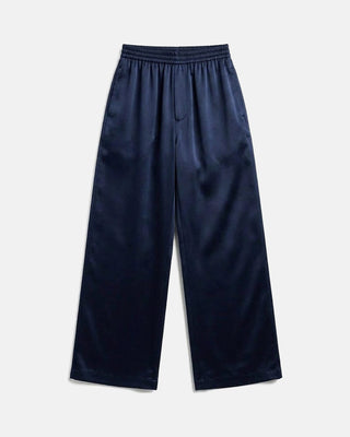 Draped Satin Wide-Leg Pants