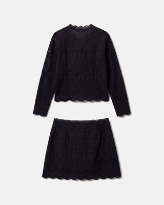 Crochet Button-Up Top & Mini Skirt Set