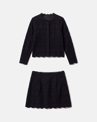 Crochet Button-Up Top & Mini Skirt Set