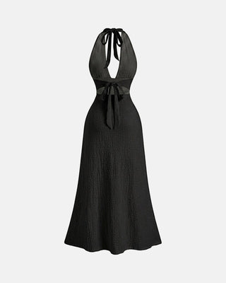 Backless Halter Midi Dress