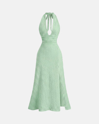 Backless Halter Midi Dress