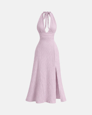 Backless Halter Midi Dress