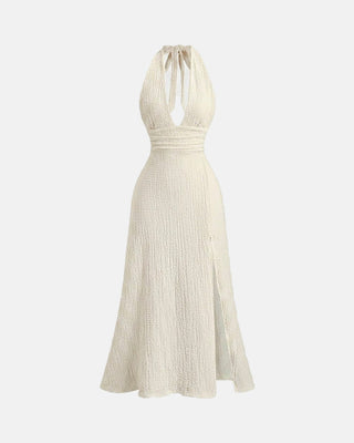 Backless Halter Midi Dress