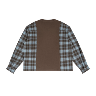 Unisex Plaid Panel Long Sleeve T-Shirt