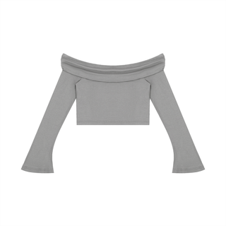 Women's Off-the-Shoulder Bell Sleeve Crop T-Shirt