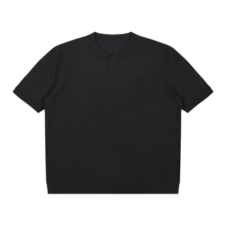 Cotton Knit Short Sleeve Henley T-Shirt