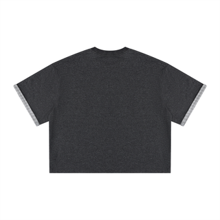 Unisex Boxy Plaid-Lined Double-Face T-Shirt