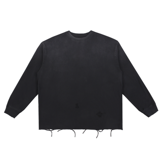 Snow Wash Raw Edge Cotton T-Shirt
