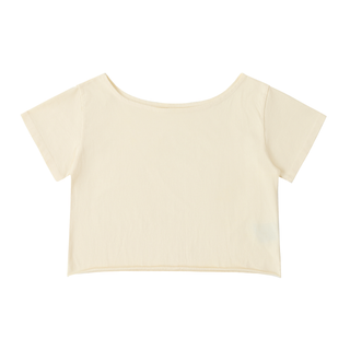 Off-Shoulder Rolled Hem Cotton T-Shirt