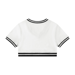 Women's Color Block V-Neck Crop T-Shirt